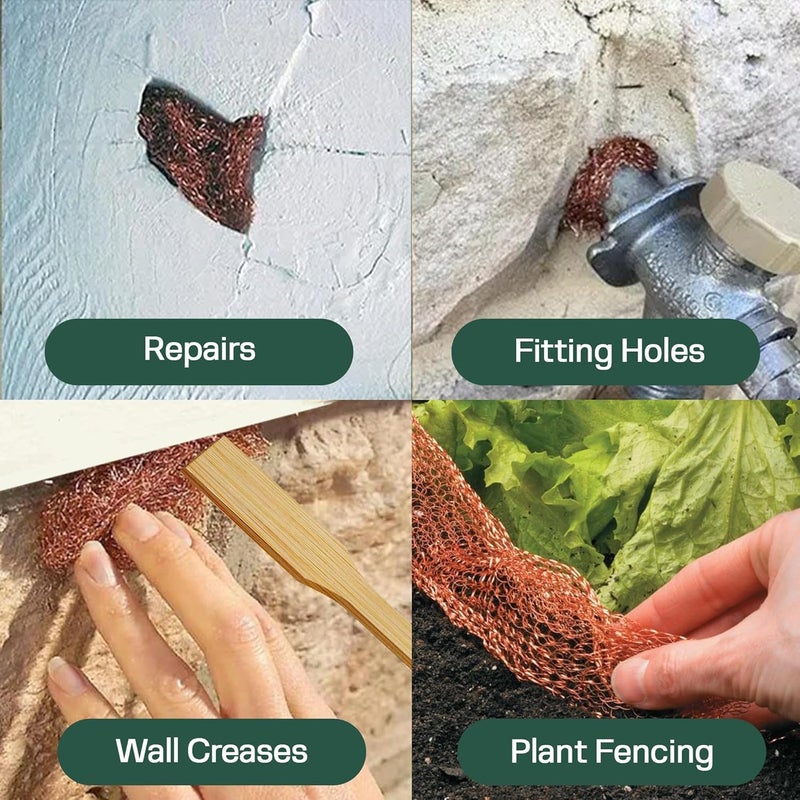 RAYTRENDS 3rd Gen Copper Mesh Rodent Control Kit 5" x 205ft, 100% Premium Copper Wool for Sealing Holes & Water Gaps, Blocks Slugs, Snails, Mice & Pests – with Scissors & Packing Tool - Image 5